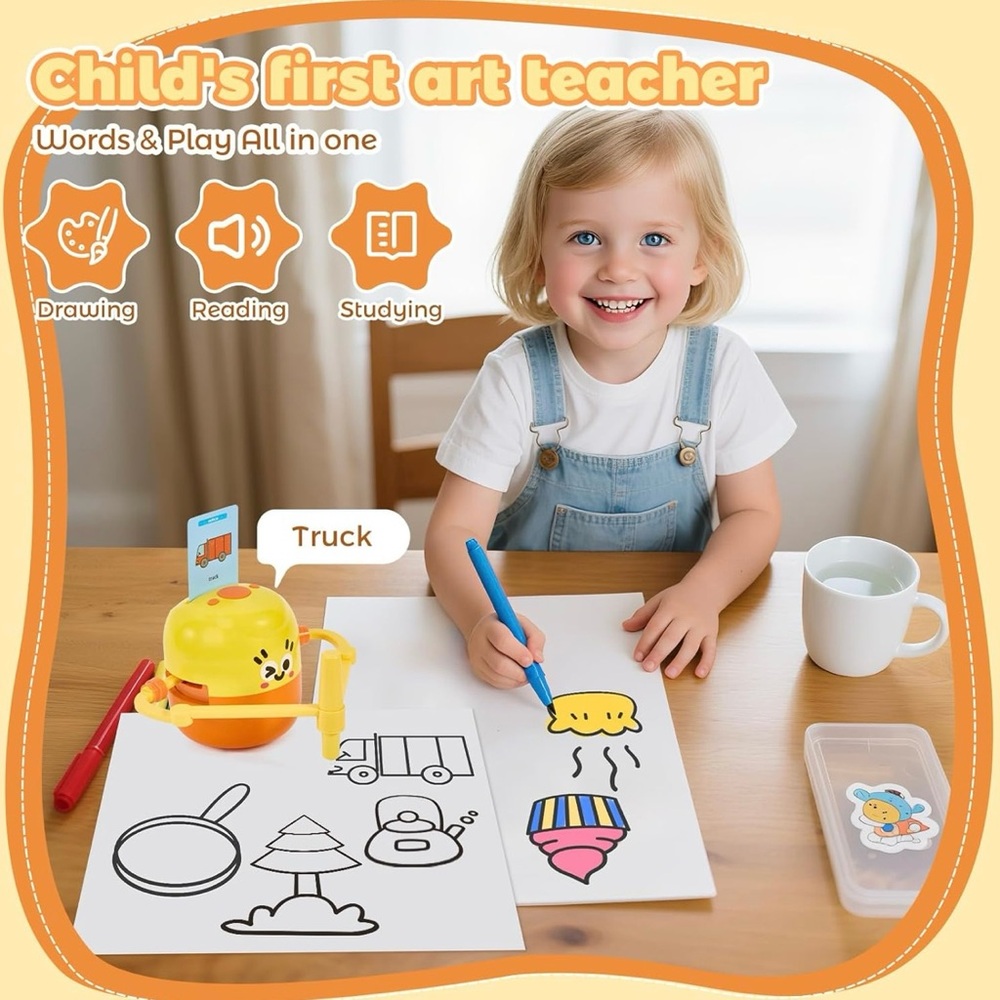 Kids Drawing Robot Art Set Educational Toy w/ Markers Cards Learning Fun - Picture 2 of 2